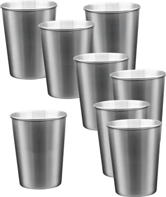 Produktbild von Set mit 8 Edelstahlbechern, 170 ml, mit Rollrand