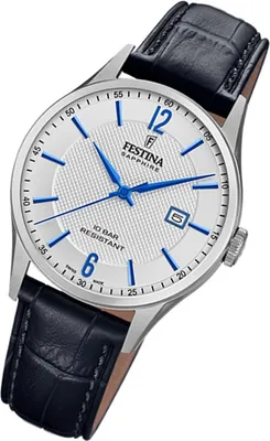 Produktbild von Festina Herren Uhr Swiss Made F20007/2 Leder Armband-Uhr schwarz UF20007/2