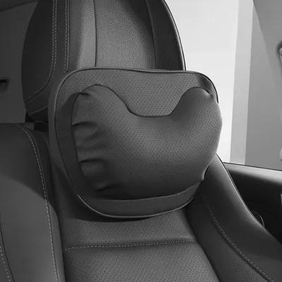 Image de Coussin ergonomique pour la tête en voiture - Support cervical pour siège de voiture et de bureau - Noir