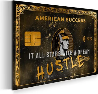 Produktbild von Motivation Hustle Card Wandbild Leinwandbild Deko Kunst XL Zitat Mindset: 120x80x4cm
