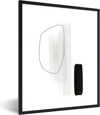 Produktbild von MuchoWow® Gerahmtes Poster Linienkunst - Acrylfarbe - Minimalismus 60x80 cm - Poster mit Schwarzem Bilderrahmen Wandposter Rahmen Foto Bilder - Premium - Wanddeko Wohnzimmer