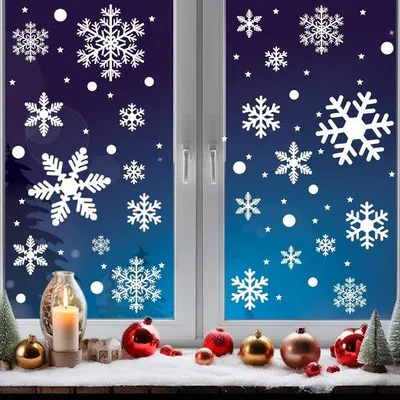 Produktbild von Winterliche Wandbilder – Weiß – XXL – Schneeflocken für Weihnachten
