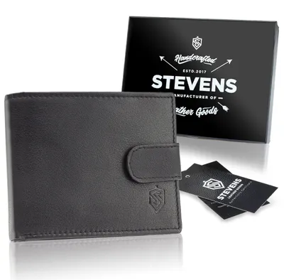 Obrázok produktu pre Pánska kožená peňaženka STEVENS RFID, čierna, 12x9,5 cm, univerzálna