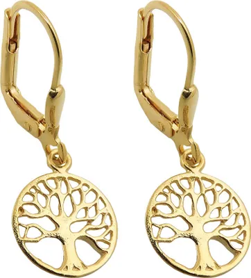 Produktbild von Brisur Ohrringe Ohrhänger Ohrschmuck, Lebensbaum glänzend rund 375 Gold Gelbgold