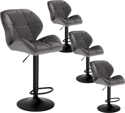 Produktbild von WOLTU 4er Set Barhocker, höhenverstellbar drehbar, Samt Stahl, Dunkelgrau