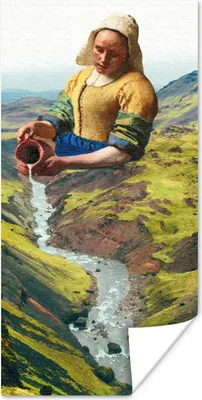 Produktbild von MuchoWow® Poster Milchmädchen - Natur - Vermeer 80x160 cm - Kinderzimmer
