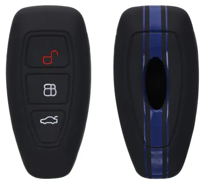 Produktbild von kwmobile Schlüsselhülle für Ford 3-Tasten Autoschlüssel Keyless Go Hülle - Autoschlüssel Schlüssel Hülle aus Silikon - Schlüsselschutz Gehäuse in Blau