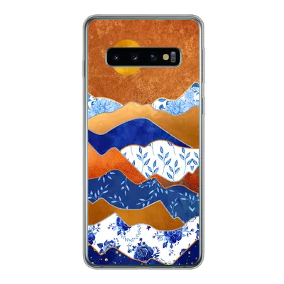 Produktbild von MuchoWow® Handyhülle Schutzhülle Hülle für Samsung Galaxy S10 Delfter Blau - Gold - Blumen Silikon Softcase Handy Hülle - Handytasche