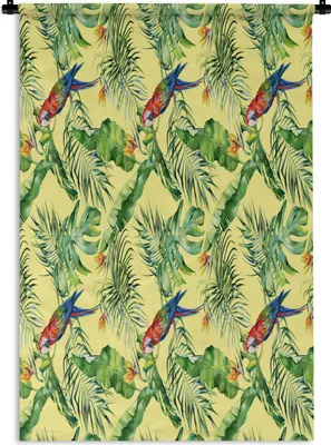 Produktbild von MuchoWow® Wandteppich Wandbehang Blumen - Paradiesvogelpflanze - Vogel 90x135 cm Tapisserie Dekoration Wandtuch - Baumwolle - Wandskulptur