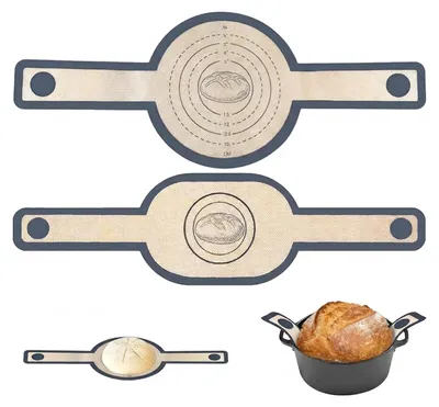 Produktbild von 2-teilige Silikon-Backmatte für Auflaufformen, Brotbackmatte mit langen Griffen, Brotbackmatte für den Backofen, wiederverwendbare Silikon-Backmatte