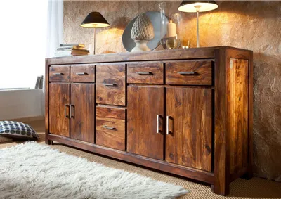 Produktbild von MASSIVMOEBEL24 Sideboard Sheesham 200x45x90 braun lackiert METRO LIFE #134