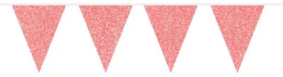 Produktbild von Folat Wimpelkette für festliche Dekoration, Rot mit Glitzer, 6 Meter lang