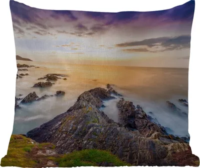 Produktbild von MuchoWow® Outdoor Kissen - Sonnenuntergang - Horizont - Wasser - Landschaft - Blau - 40x40 cm - Wetterfest - Lounge Kissen - Kopfkissen - Interieur - Polster mit Bild