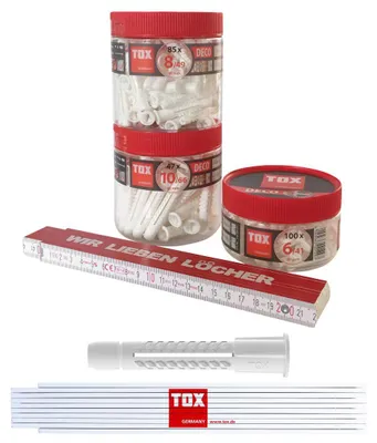 Produktbild von TOX Allzweckdübel Deco Set 6/41 + 8/49 + 10/66 + Meterstab