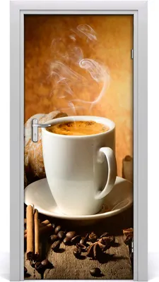 Produktbild von Tulup Türaufkleber 85x205 cm Dekorative Aufkleber Selbstklebend Wasserdichte Tapete Abnehmbar Schlafzimmer Wohnzimmer Wohnkultur - Kaffeetasse
