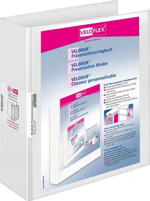 Obrázok produktu pre VELOFLEX 4139196 10 VELOFLEX Präsentationsringbücher 4-Ringe weiß 7,0 cm DIN A4