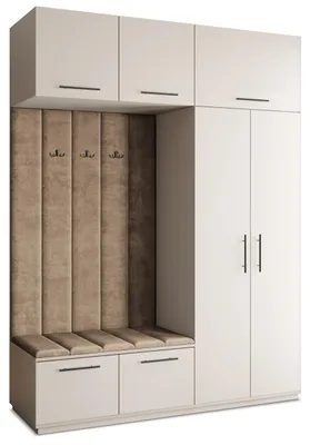 Produktbild von Masseno Garderobe-Set REMA 180/240/60 cm Modern Garderobenschrank Kaschmir, Veloursstoff MONOLITH 09 (Beige)