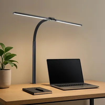 Produktbild von Goliving Schreibtischlampe mit Klemme – 78 cm – LED dimmbar – Klemmleuchte – Tischleuchte – Leseleuchte – flexibel – LED-Lampe – Touch-Bedienung – Softclose – schwarz