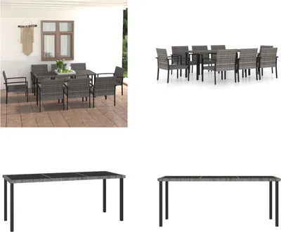 Productafbeelding van vidaXL 9-delige tuinsets, polyrotan, grijs - Tuinset - Tuinsets - Zithoek - Zithoeken