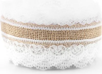 Produktbild von 10 m Naturjute-Rolle mit herzförmiger Spitze, 6 cm breit, Sackleinen für Weihnachten und Hochzeiten
