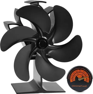 Produktbild von 6-flügeliger elektrischer Kaminventilator für große Räume – Ofenventilator für beheizte Holzöfen – umweltfreundlich, ohne Strom – elektrischer Kamin