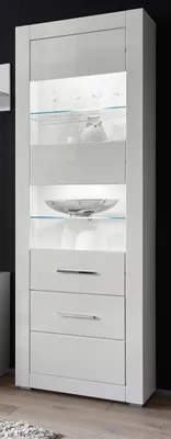 Produktbild von Vitrine "Carrara" weiß Hochglanz Wohn- und Esszimmer Vitrinenschrank 65 x 198 cm