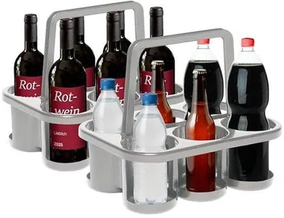 Produktbild von Famanu Flaschenhalter für 12 Flaschen - Stapelbare Getränkekiste mit stabilem Griff, platzsparend und ideal für Küche und Keller