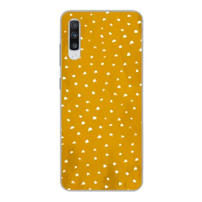 Produktbild von MuchoWow® Handyhülle Schutzhülle Hülle für Samsung Galaxy A70 Tupfen - Orange - Weiß Silikon Softcase Handy Hülle - Schutzhaube