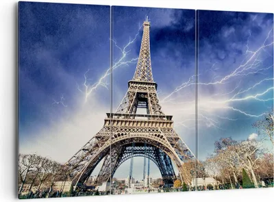 Produktbild von Bild auf Leinwand - Leinwandbild - Eiffle Paris Turm - 165x110cm - Wand Bild - Wanddeko - Leinwanddruck - Bilder - Kunstdruck - Wanddekoration - Leinwand bilder - Wandkunst - CE165x110-2484