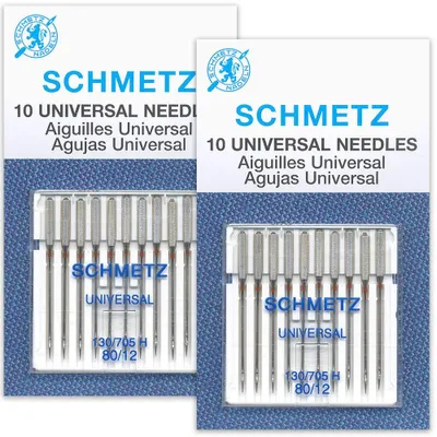 Immagine prodotto di Aghi universali per macchine da cucire Schmetz, taglia 80/12, 2 confezioni, 20 aghi per confezione – Taglia 80/12