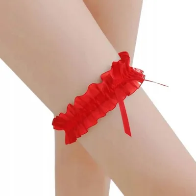 Produktbild von Tüllstrumpfband - sinnliches Beiband - Spitzenstrumpfband - Rot - Damen