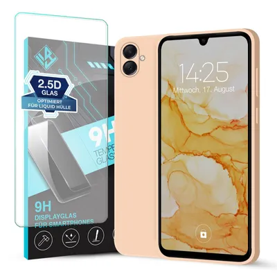 Produktbild von Hülle für Samsung Galaxy A05 mit 9H Displayglas Displayschutz Case Cover Bumper Smartphone Softgrip Schutzhülle Farbe: Rosa