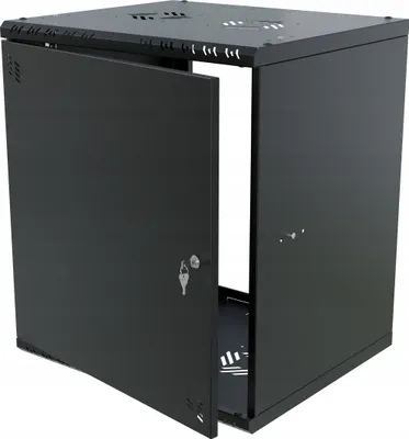 Obrázok produktu pre RACK 19" 12U 450mm serverový stojan so závesnými kovovými dverami čierny Stalflex