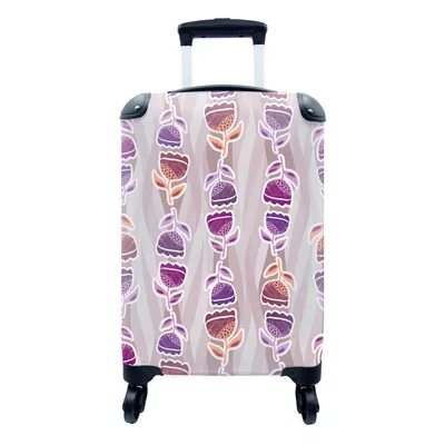 Produktbild von MuchoWow® Koffer Handgepäck Trolley Rollkoffer Kleine Reisekoffer mit 4 Rollen - Tulpen - Blumen - Muster - Cabin Size < 55x40x23 cm & 55x40x20 cm - Fotokoffer - Kabinenkoffer - Boardgepäck - Reise-Box - Reisekoffer - Reisegepäck - Koffer mit Bild - Trolley für Kinder