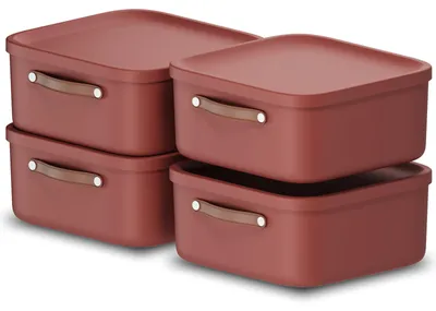 Produktbild von Rotho 4er-Set Aufbewahrungsbox 20 L Maloja - Kunststoffbox mit Deckel - Stapelbox 39,5 x 38,0 x 17,7 cm - Plastikbox Ordnungsbox Allzweckkiste