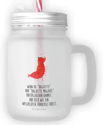 Produktbild von Mr. & Mrs. Panda Glas Garnele Franzose - Transparent - Geschenk, Henkelglas, Mason Jar, dessertglas, Meer, Saftglas, Krabbe, Französisch, mit deckel