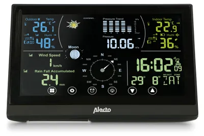Produktbild von Alecto WS3875 - Professionelle 6-in-1 Wetterstation - Kabelloser Außensensor - Schwarz