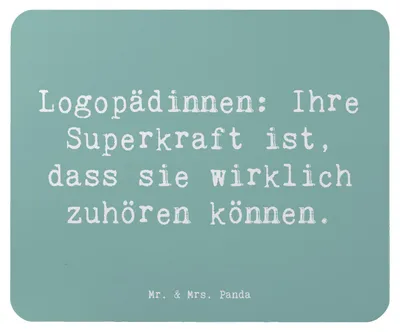 Produktbild von Mr. & Mrs. Panda Mauspad Spruch Logopädin Superkraft - Meeresbrise - Geschenk, Mousepad, Beruf, handgefertigte Geschenke, Logopädinnen, Therapie, Berufe, Sprechen, pc