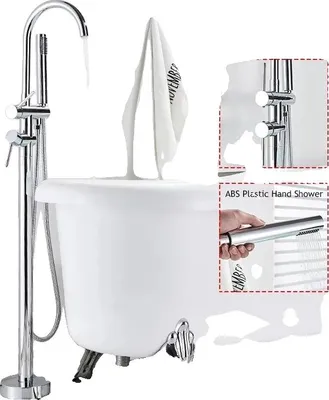 Zdjęcie produktu dla Bateria wannowa, montaż wolnostojący, konstrukcja z podwójną rączką, chrom