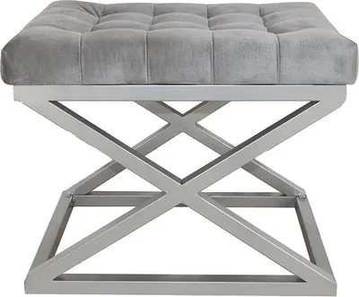 Produktbild von Hanah Home, Capraz - Silver, Grey, Fußhocker & -bänke, Sitzpuff, Silber, Polyester, 50 x 42 x 40 x  cm