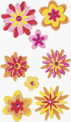 Produktbild von Sticker-Etikett Blumen Mix 11 Stück 4-farbig Packung mit 6 Stück