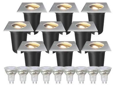 Image de Ledvion Lot de 9 Spot LED Encastrable Exterieur IP67 3W 345Lm 2700K GU10