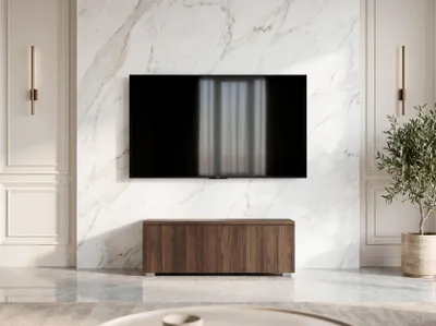 Produktbild von AX LIVING Barvo 100 TV Kommode Lowboard Dunkelbraun Nussbaum Warmia S