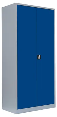 Produktbild von Stahl-Aktenschrank Metallschrank abschließbar Büroschrank Stahlschrank 195 x 92,5 x 60cm Lichtgrau/Enzianblau 530361