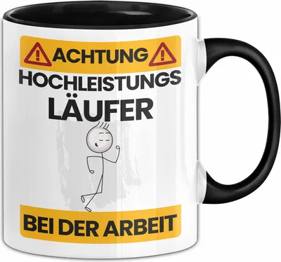 Produktbild von Läufer Tasse Geschenk Lustiger Spruch Geschenkidee für Läufer Achtung Hochleistungs Läufer Bei Der Arbeit (Schwarz)