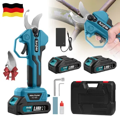 Produktbild von Akku-Astschere Bürstenloser Motor, Elektrische Gartenschere kompatibel mit Makita 18V Akku, mit 2x 2Ah Akku, 28-45mm Schnittdurchmesser für Zweige