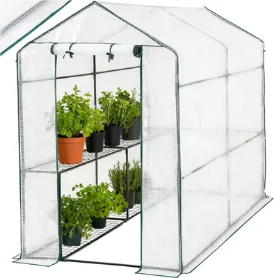 Produktbild von tectake® Foliengewächshaus Andrea 3,6 m³, mit 4 Regalebenen inklusive Spannseile und Heringe, 186 x 120 x 190 cm