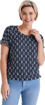 Produktbild von Stooker Women STCLEA PRINT Damen T-Shirt Regular Fit 36/38 blue ikat aop