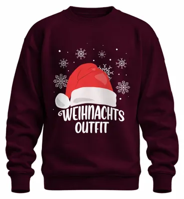 Produktbild von Santa Hut Weihnachtsoutfit Weihnachten Xmas Weihnachtsmann Sweatshirt Pullover, Burgundy, 3XL