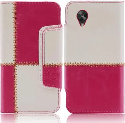 Produktbild von LG Nexus 5 numia Bookstyle Nahtmuster Pink-Weiss